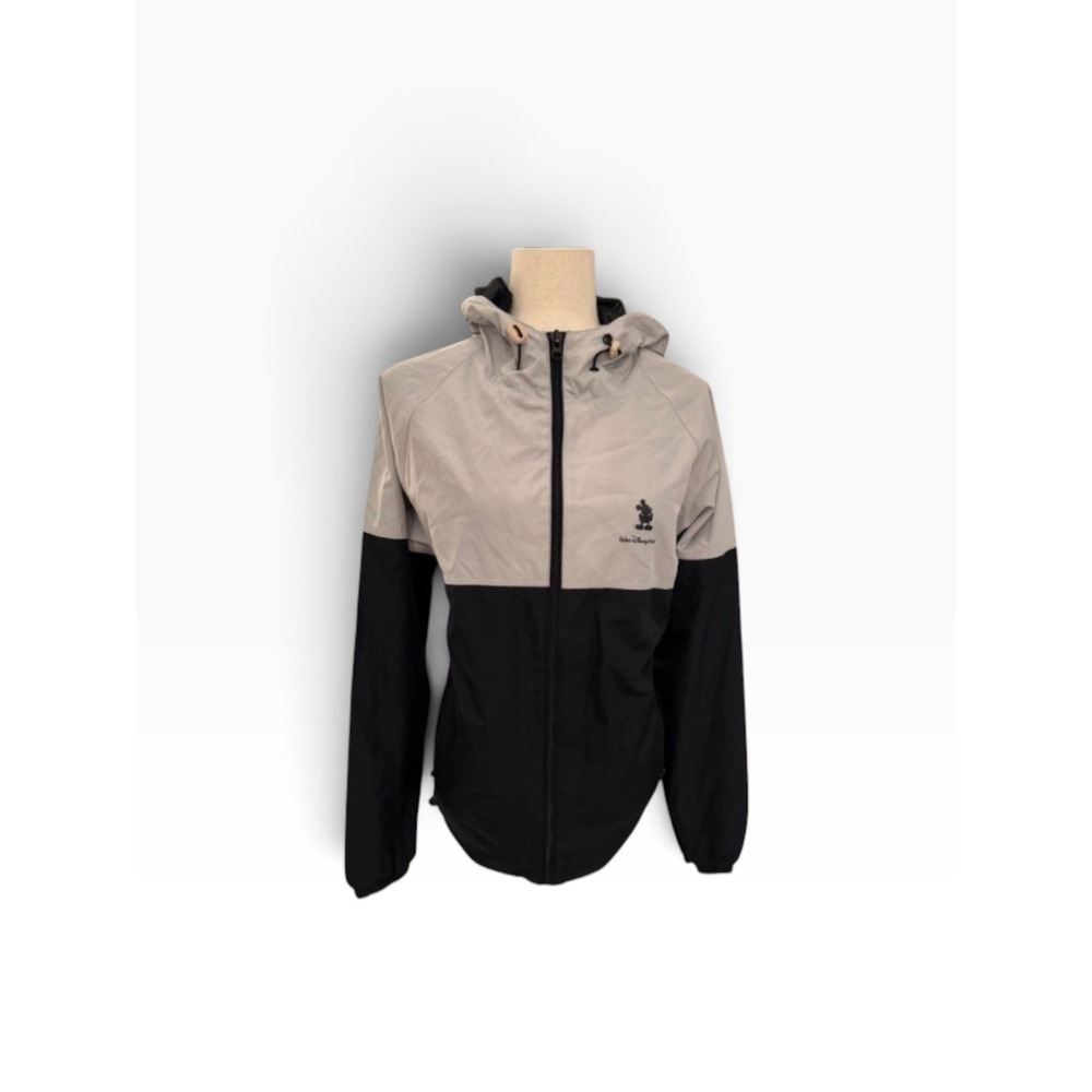 Disney Parks Walt Disney World Mickey Mouse Windbreaker Jacket Gray Black Small